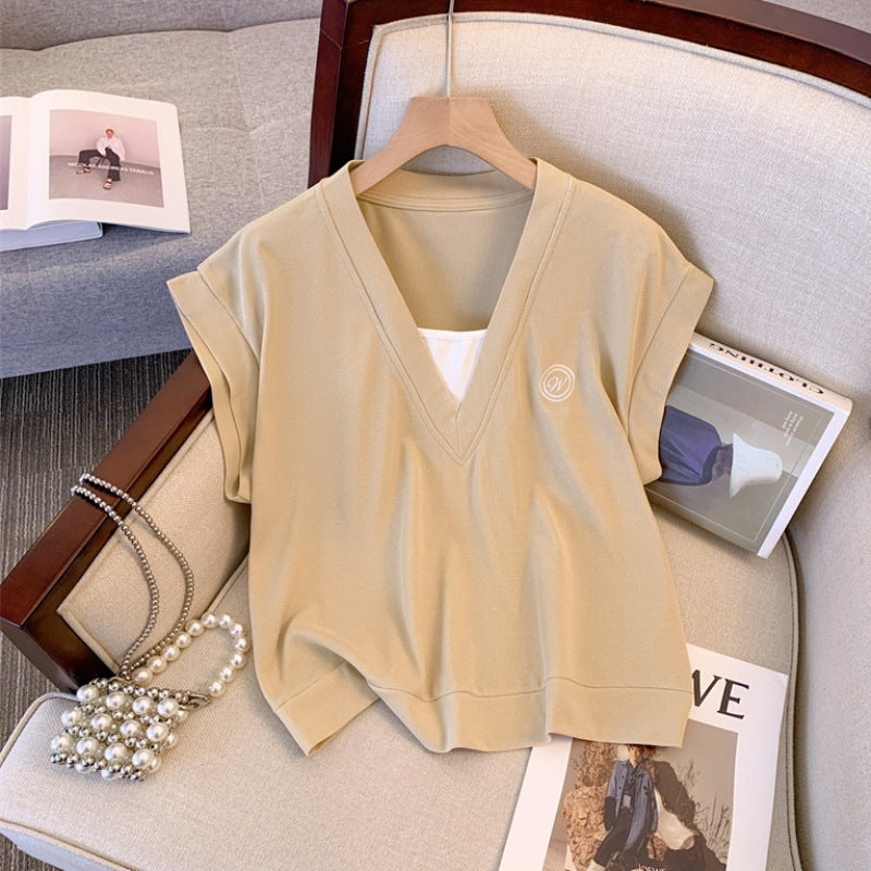 Casual Two-piece Set Sleeveless Top And Shorts