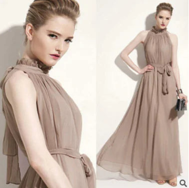 Bohemian Halter Neck Maxi Chiffon Beach Dress