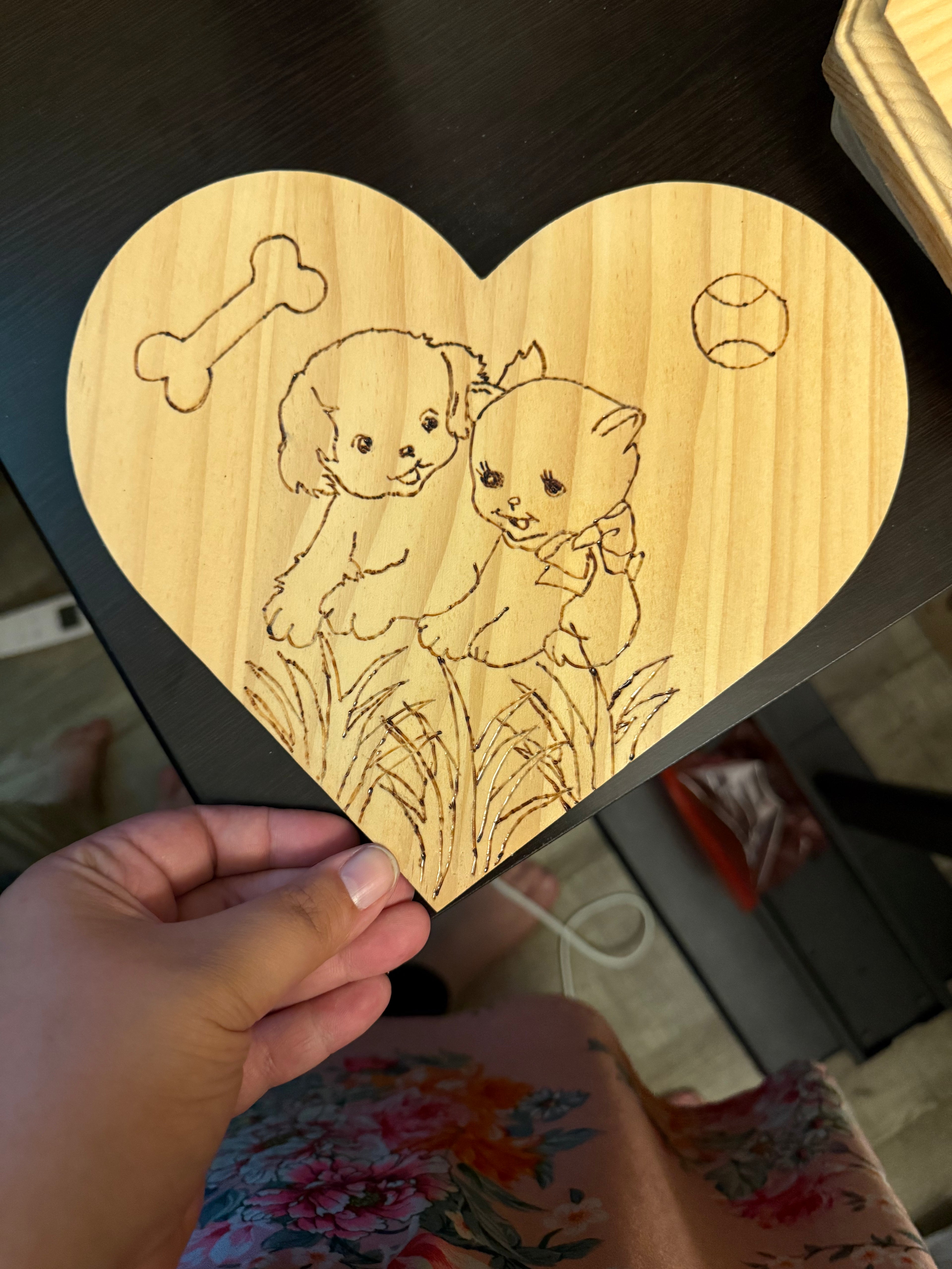 Pet friends wood burn piece