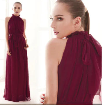 Bohemian Halter Neck Maxi Chiffon Beach Dress