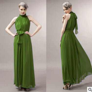 Bohemian Halter Neck Maxi Chiffon Beach Dress